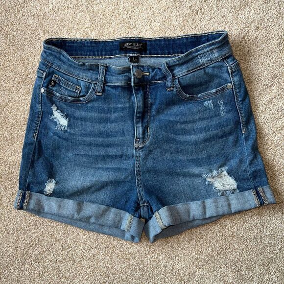 Judy Blue Pants - Judy Blue Distressed High Waist Denim Shorts Size Large